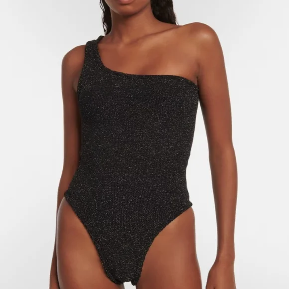 NWT Hunza G Nancy One Piece swimsuit in black and gold metallic - Picture 2 of 8